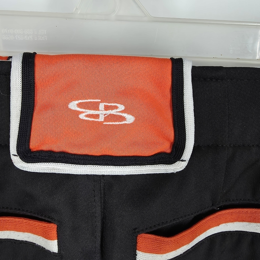 Boombah Softball Pants Mens Womens 28 Black Orange White Striped Padded Athletic - Picture 5 of 9